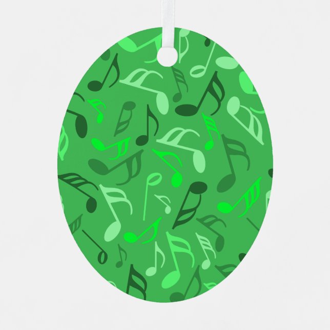 Music Notes Green Metal Ornament (Front)
