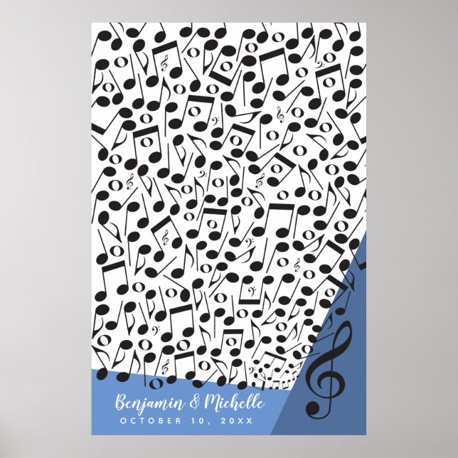 Music Notes Guest Book Poster - 200 Spaces (Front)