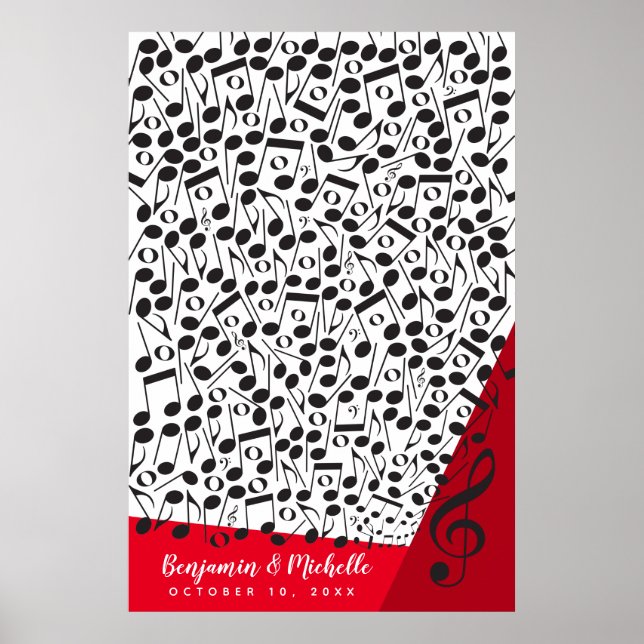 Music Notes Guest Book Poster - 250 Spaces (Front)
