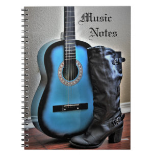 Music Notes Guitar Spiral Photo Notebook