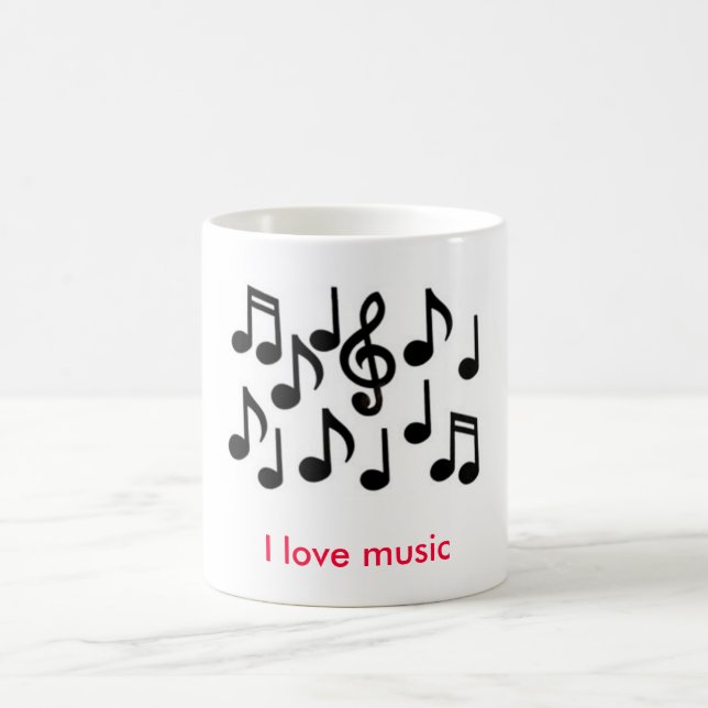 music notes, I love music Coffee Mug (Center)