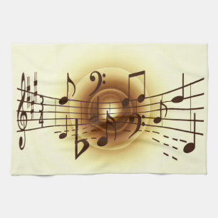 Music notes illustration kitchen towel
