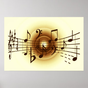 Music notes illustration poster
