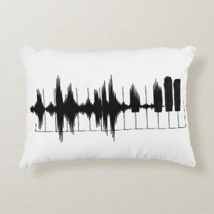 Music notes. Keyboard, piano keys. Accent Pillow