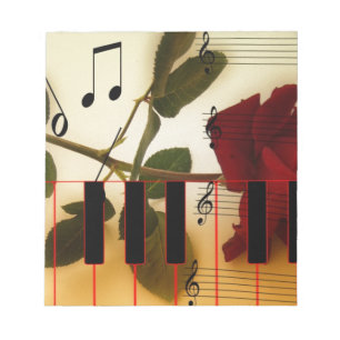 Music Notes Keyboard Red Rose Blossom Destiny
