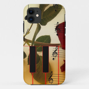 Music Notes Keyboard Red Rose Blossom Destiny iPhone 11 Case