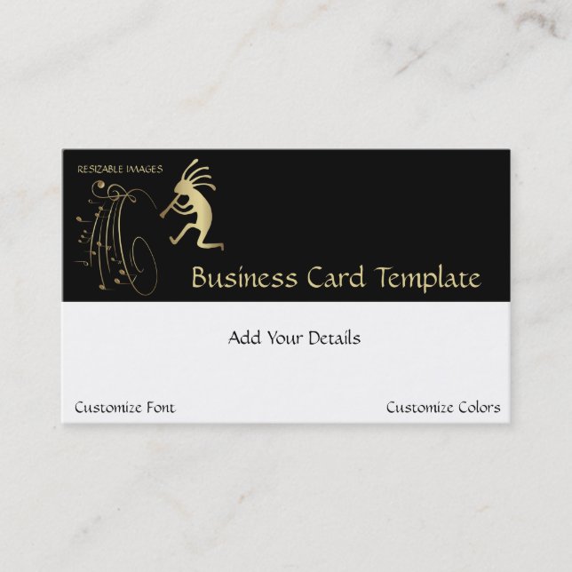 Music Notes Kokopelli Logo Business Card (Front)