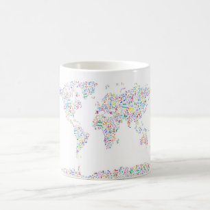 Music Notes Map of the World Coffee Mug