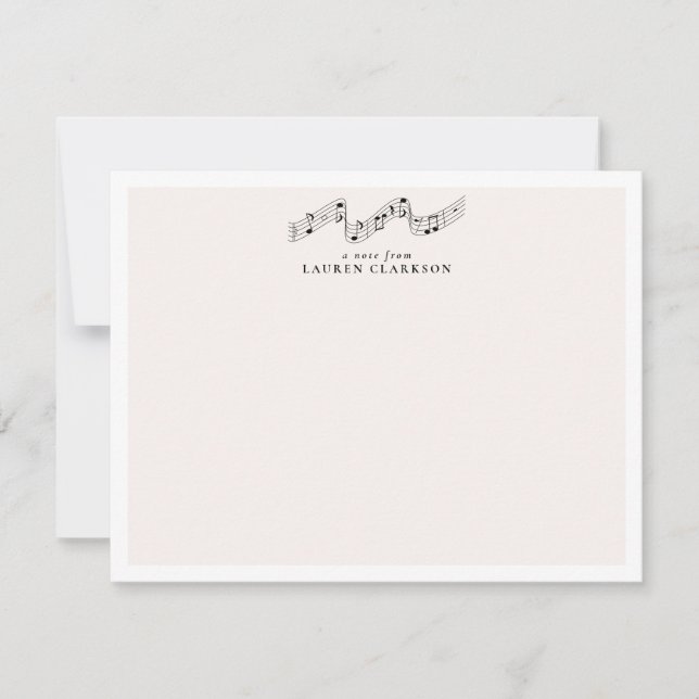Music Notes Minimalist Personalized Note Card (Front)