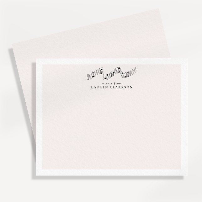 Music Notes Minimalist Personalized Note Card (Creator Uploaded)