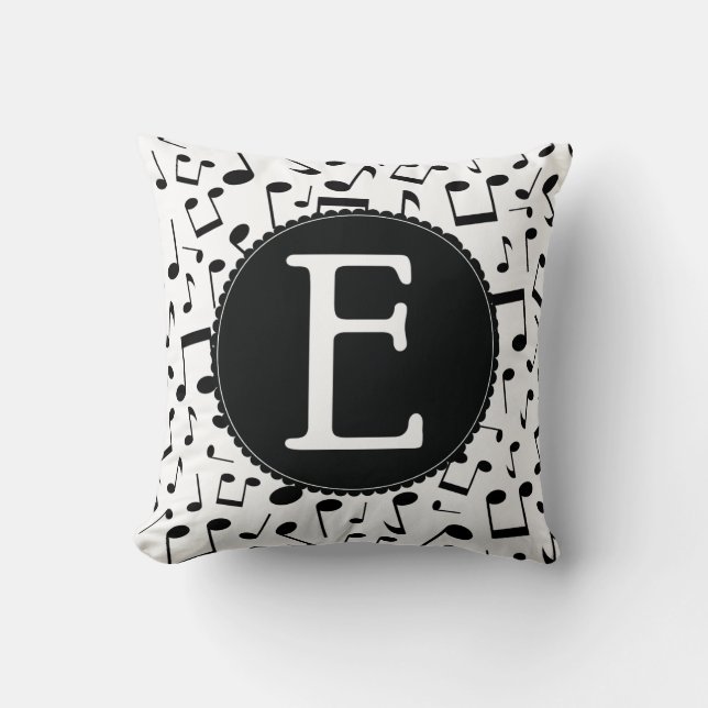 Music Notes Monogram E Throw Pillow gift (Front)