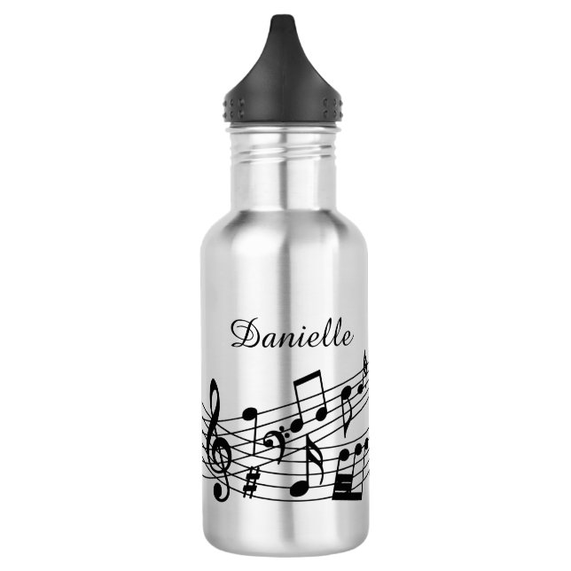 Music Notes Monogram Script Name 532 Ml Water Bottle (Left)