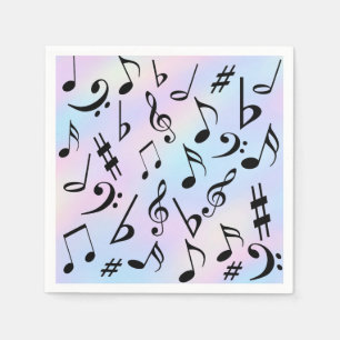 Music Notes Multicolored Iridescent Party Napkins