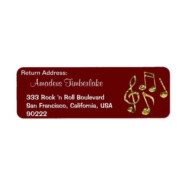 Music Notes Music Lovers Return Address Labels (Front)