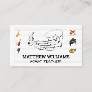  Music Notes   Music Sheet   Instruments Business Card