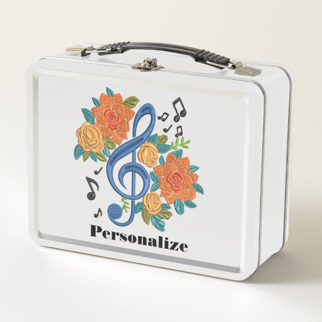 Music Notes Musical Clef Personalized  Metal Lunch Box (Front)
