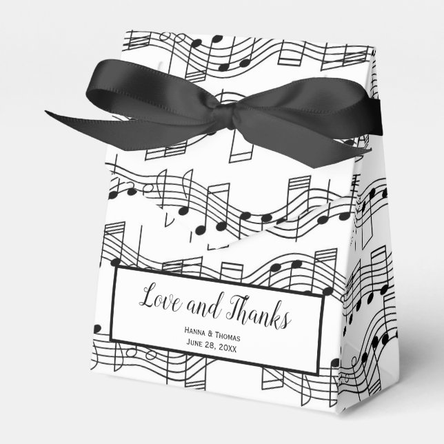 Music Notes Musical Love and Thanks Wedding Favour Favor Box (Front Side)