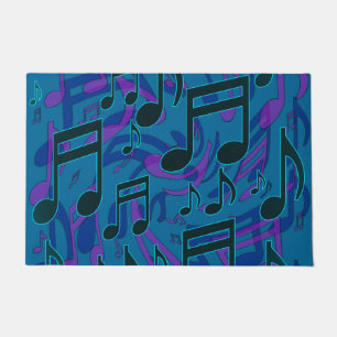 Music Notes Musical Pattern Blue Green Purple Doormat