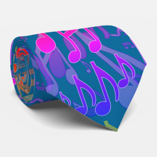 Music Notes Musical Pattern Fun Bright Colours Tie