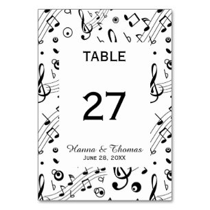 Music Notes Musical Wedding Table Number