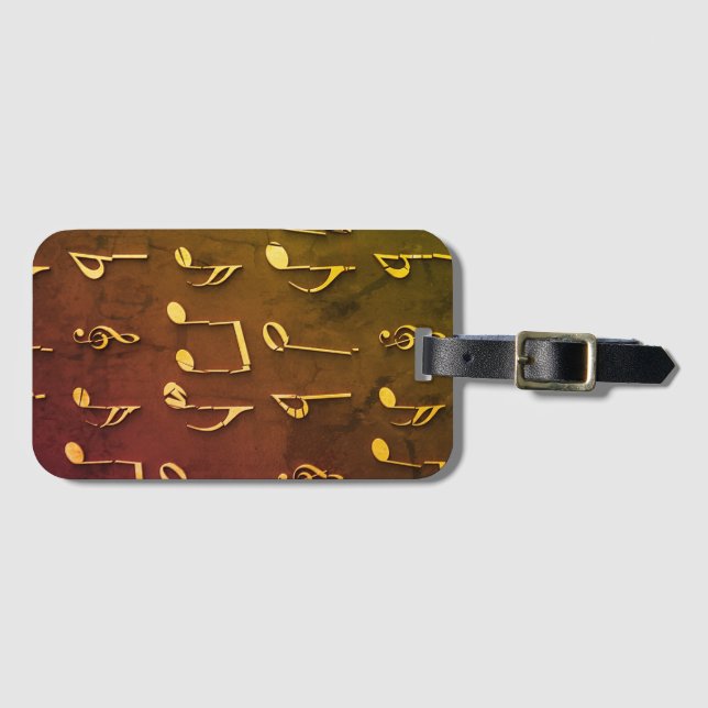 Music, Notes, Mute Luggage Tag (Front Horizontal)
