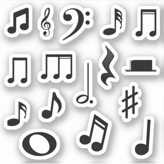 Music Notes Notation Symbol Sticker Pack (Front)