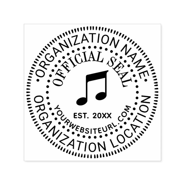 Music Notes Official Seal Name Loc URL Estd Date Self-inking Stamp (Design)