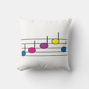Music Notes on a Musical Staff Colourful Throw Pillow