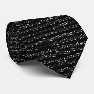 Music notes on Customizable black colour backgroun Tie