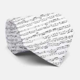 Music notes on Customizable white colour backgroun Tie