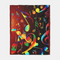 Music Notes on Fleece Blanket