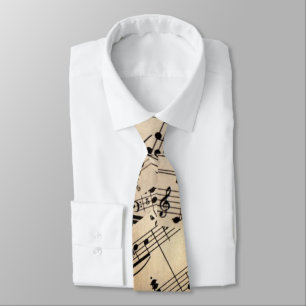 music notes on old paper tie