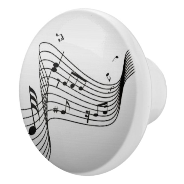 Music Notes on Silver Ceramic Knob (Right)