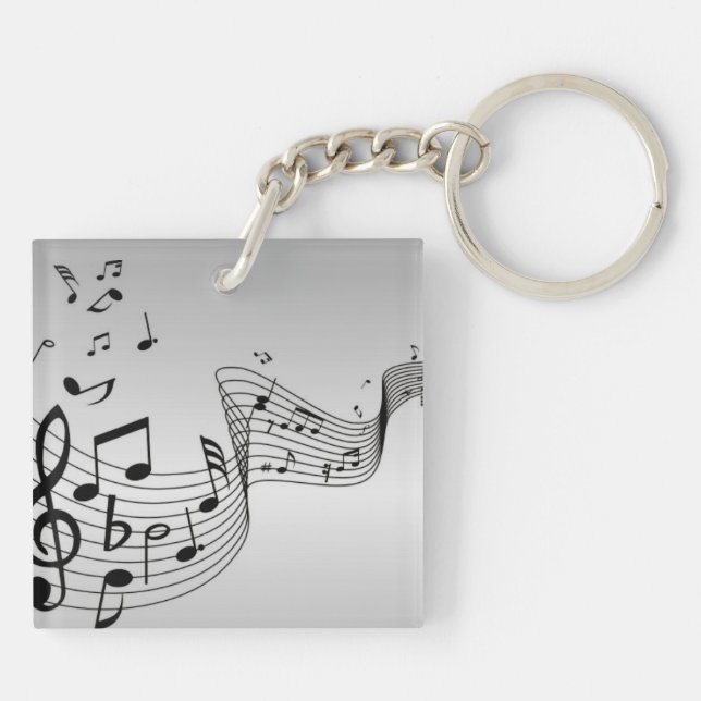 Music Notes on Silver Keychain (Back)