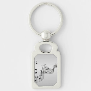Music Notes on Silver Keychain