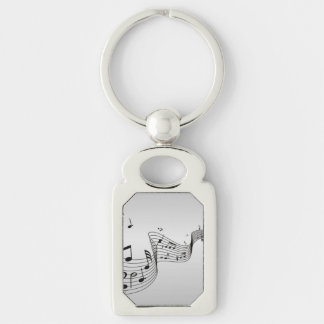 Music Notes on Silver Keychain