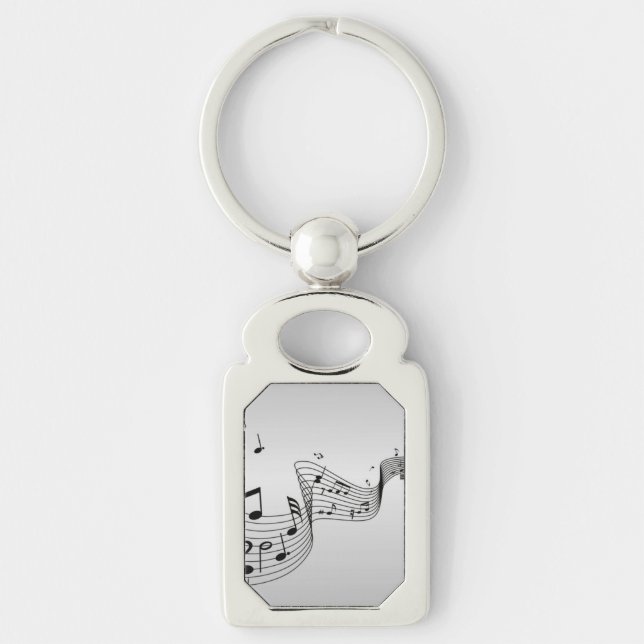 Music Notes on Silver Keychain (Front)