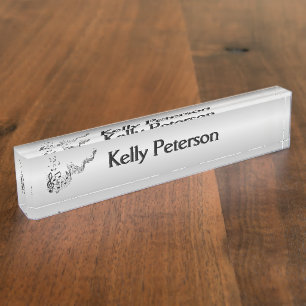 Music Notes on Silver Nameplate