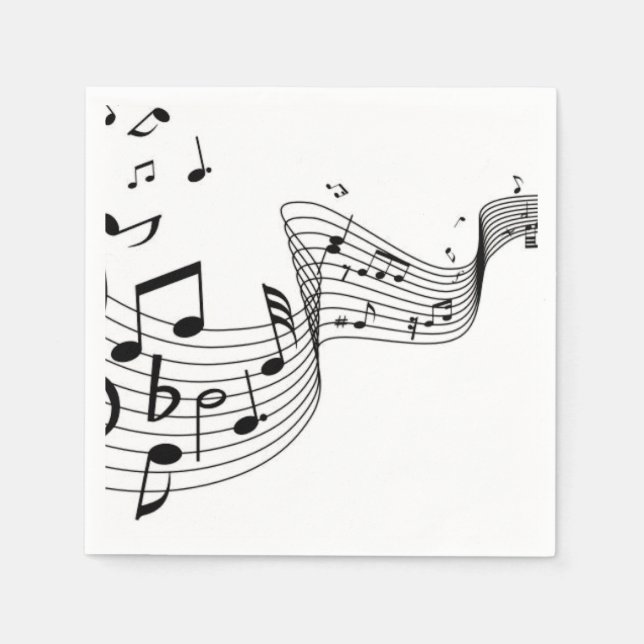 Music Notes on Silver Napkin (Front)