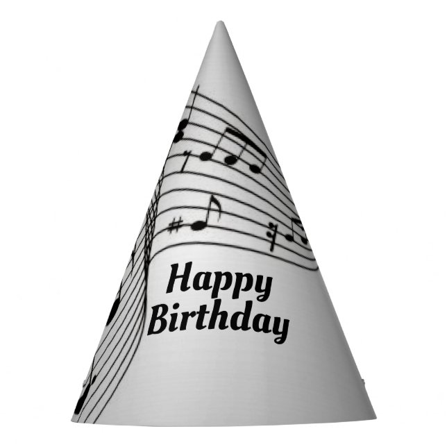 Music Notes on Silver Party Hat (Front)