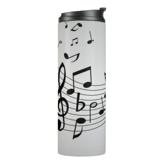 Music Notes on Silver Thermal Tumbler (Rotated Left)