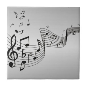 Music Notes on Silver Tile