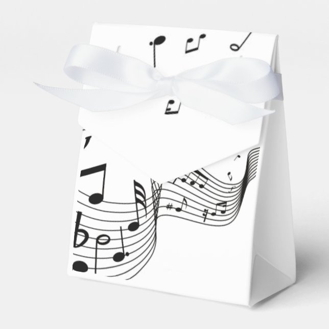 Music Notes on White  Favor Box (Front Side)
