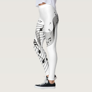 Music Notes on White Leggings