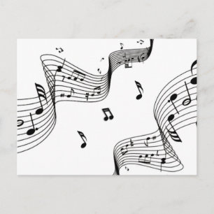 Music Notes on White Postcard