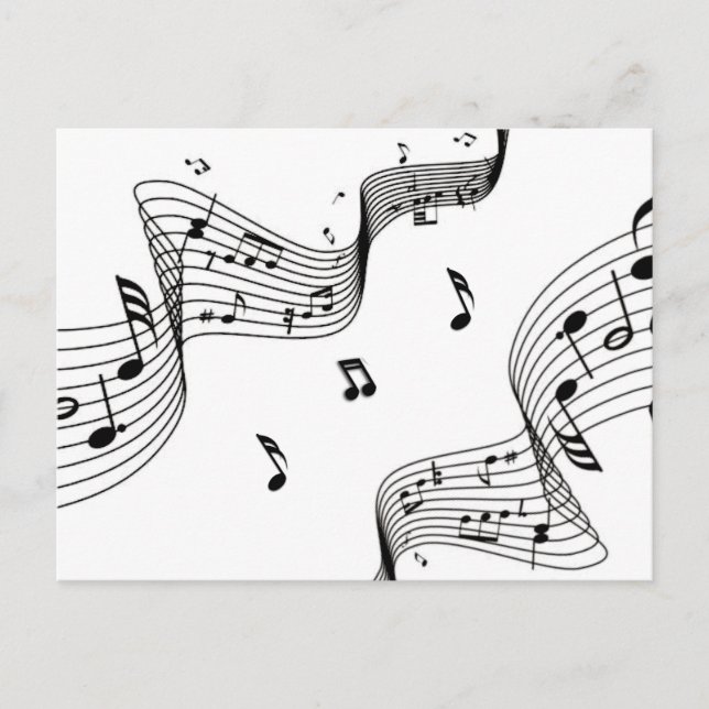 Music Notes on White  Postcard (Front)