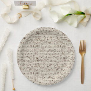 Music notes paper plate