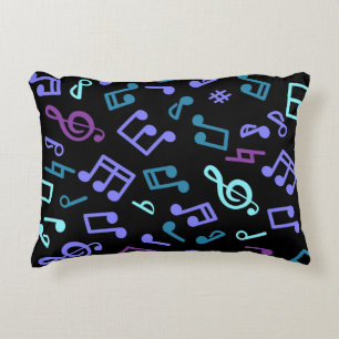 Music notes pattern accent pillow