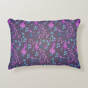 Music notes pattern accent pillow