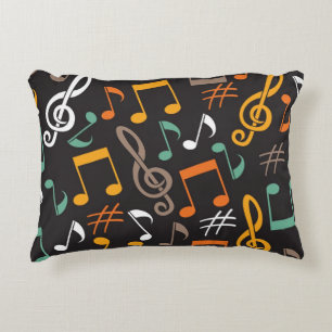 Music notes pattern accent pillow